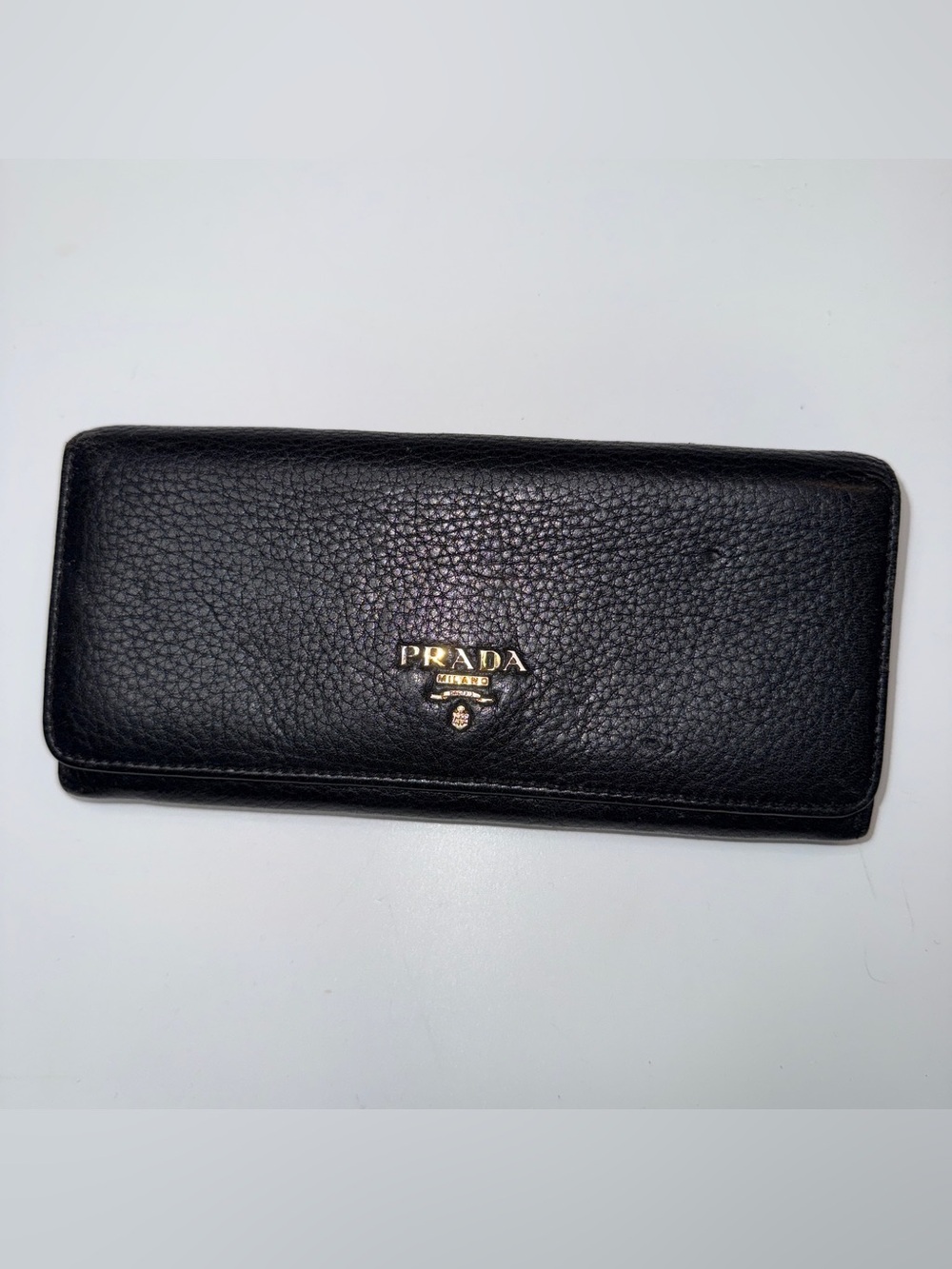 Prada Black Pebbled Leather Long Wallet